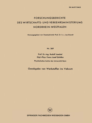 cover image of Gasabgabe von Werkstoffen ins Vakuum